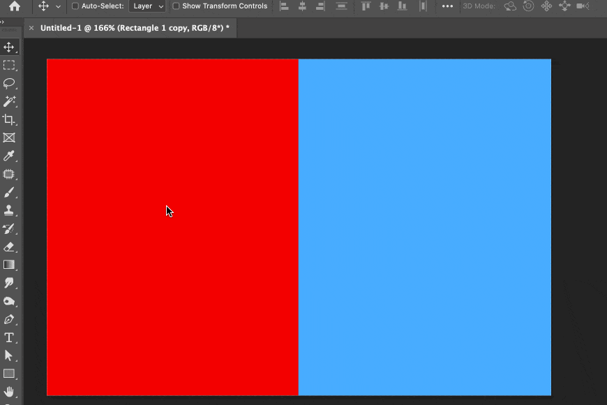 photoshop schermafbeelding met blauwe en rode afbeelding
